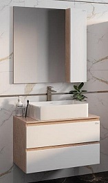 Onika Мебель для ванной Алеста 80.13 камень светлый/белый – фотография-1